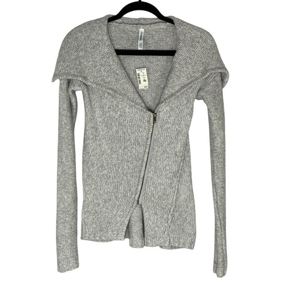 NWT Women's XS Aeropostale Knit Moto Cardigan Sweater Asymmetrical Zip Up Gray - Picture 1 of 5